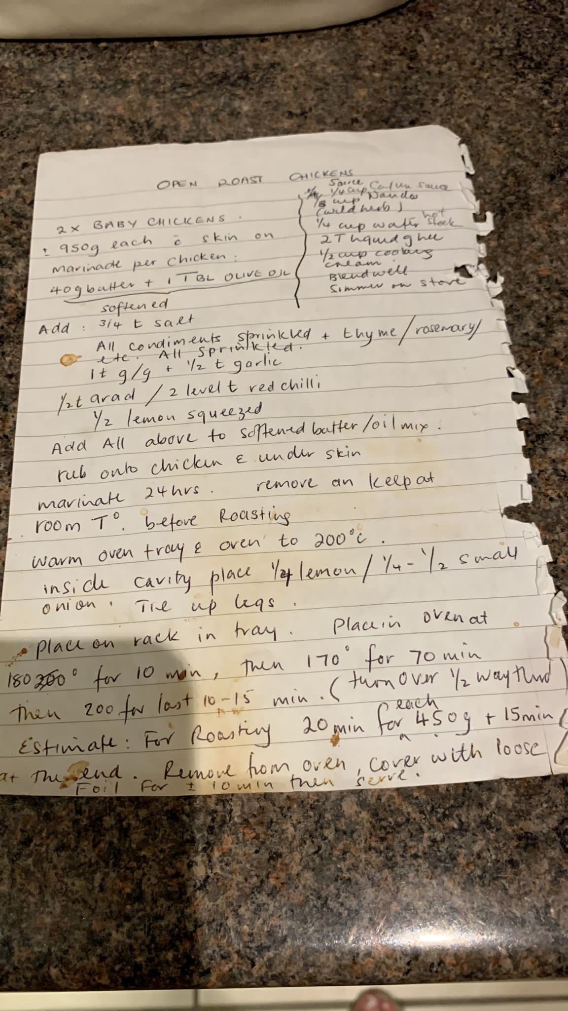 Open Roast Chickens with Cajun Sauce